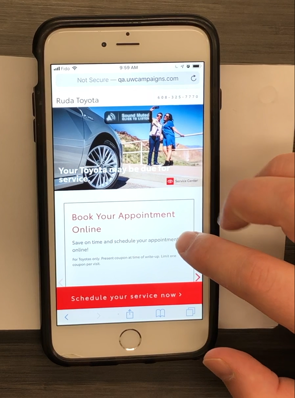 Anonymized screenshot showing a key user interaction moment from usability testing.